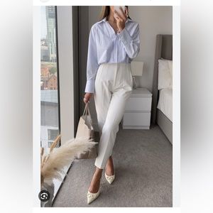 Zara High Waisted White Pants